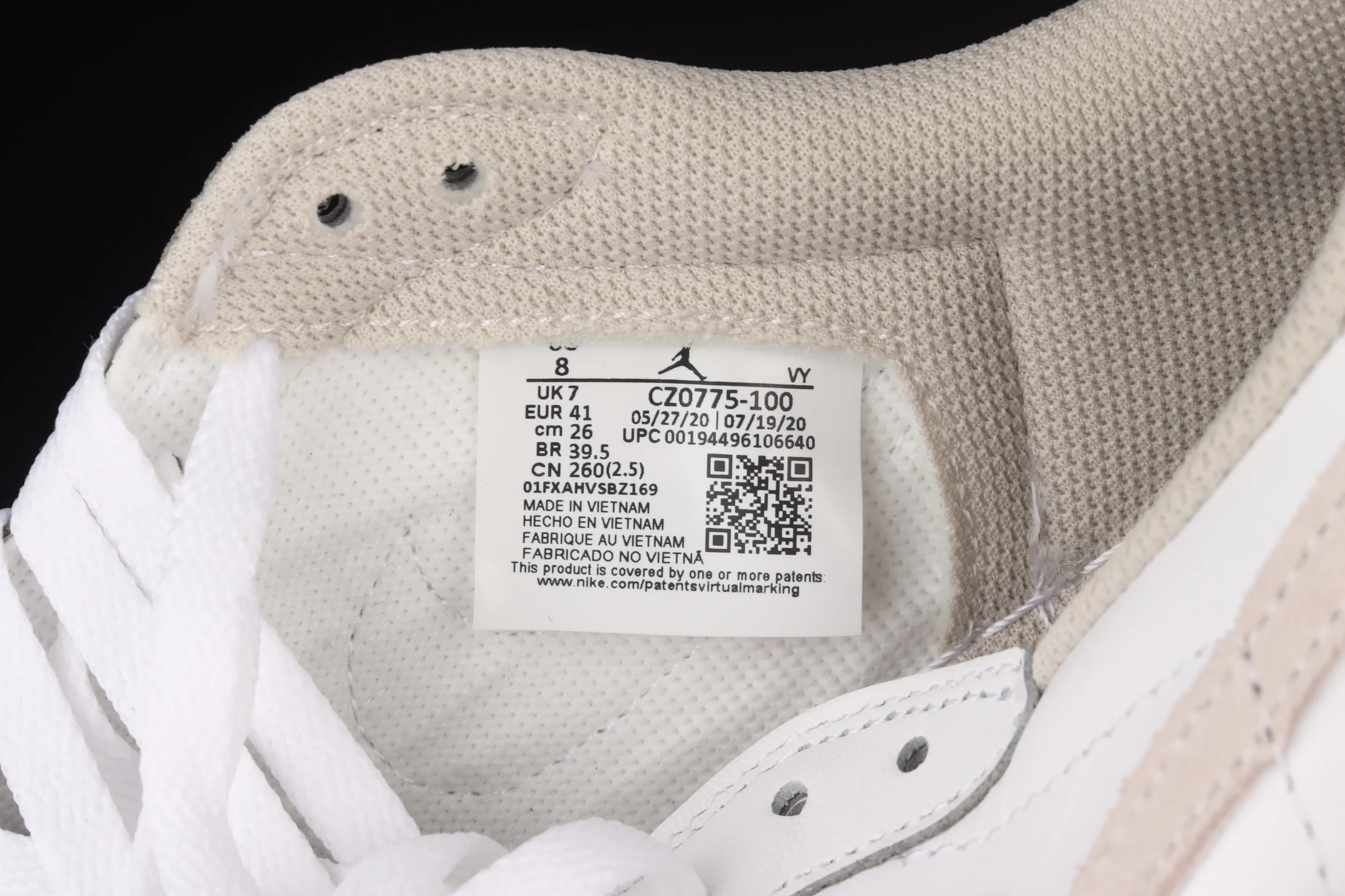 All categories Air Jordan Jordan series basketball shoes Air Jordan 1 Low Air Jordan 1 Low AJ1 Joe 1 low-top beige white gray cultural and leisure sports sneakers CZ0775-100
